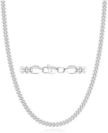Esrael 925 Sterling Silber Kette für Herren 3mm Silberkette Herren Kubanische Halskette Männer Silber Halskette Männer Jungen Schmuck Geschenke 20Zoll