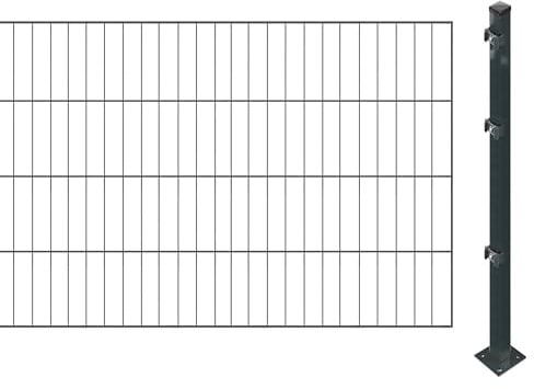 Einstabmattenzaun inkl. Pfosten zum Einbetonieren (Höhe: 80 cm, Länge: 8 m) | Einstabmatten in Anthrazit | UV- und witterungsbeständig