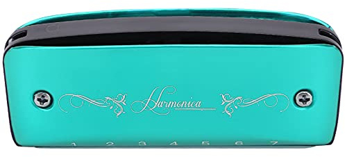 UPALDHOU Mundharmonikas für Erwachsene, Farbenfrohe 7-Loch-Mini-Mundharmonika mit Magnaliumkessel, 2-Oktaven-Bereich für Anfänger und Profis, Tragbares Taschenblasinstrument (GREEN)