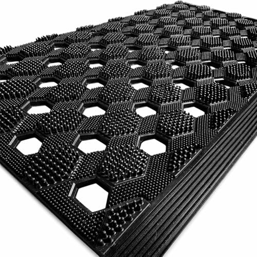 EDS Heavy Duty Rubber Door Mat Non-Slip All-Weather Entrance Rug for Front Door Patio Garden Porch & Indoor Outdoor Floor Protection Hexa Design (pack of 1, HEXA MAT)