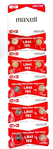 Maxell Lot de 10 piles alcalines LR41