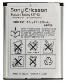 Sony-Ericsson Battery BST-33, compatible with Sony Ericsson C702, C901, C903, G502, G700, G705, G900, J100i, K530i, K550im, K630i, K660i, K790i, K800i, K810i, M600i, P1i, P990i, T700, T715, V640i, V80