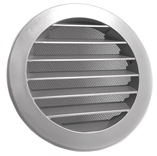 Griglia di protezione dagli agenti atmosferici nero/grigio DN: 100, 125, 150, 160, 200. Griglia di ventilazione rotonda in alluminio con zanzariera., Grigio