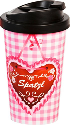 infinite by GEDA LABELS Coffee to go Spatzl Becher, Kunststoff, Rosa/Weiß, 9 x 9 x 17 cm