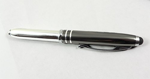 GravUp LED – Kugelschreiber anthrazit mit LED-Licht und Soft-Touchpen für Handy oder Tablet mit SOFORTGRAVUR + VORSCHAUGravur (1 Vorname) bis zu 8 Zeichen + Geschenkverpackung