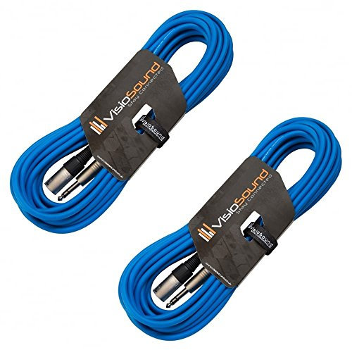VisioSound 2 Pack 10m Blue/Blue Male XLR to 6.35mm Stereo Jack Lead / Balanced Signal Patch Cable