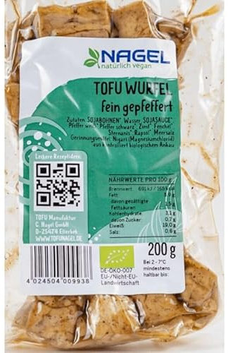 Nagel Tofu Würfel fein gepfeffert - Bio - 200g