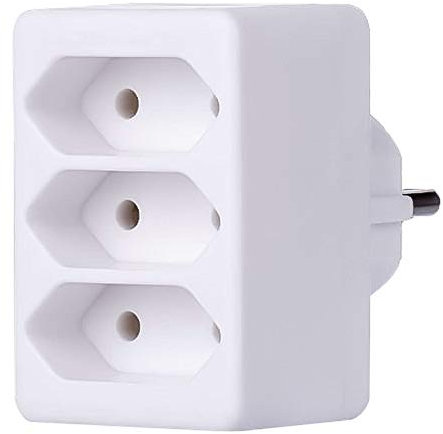 PremiumCord Adattatore Spina Euro 230V Rotonda su 3 Prese Piatte, Bianco