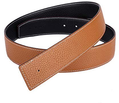 Vatee's Wendbare Echtledergürtel für Männer/Frauen Ersatzgurt ohne Schnalle 38mm breit 125cm lang Schwarz & Erde Gelb