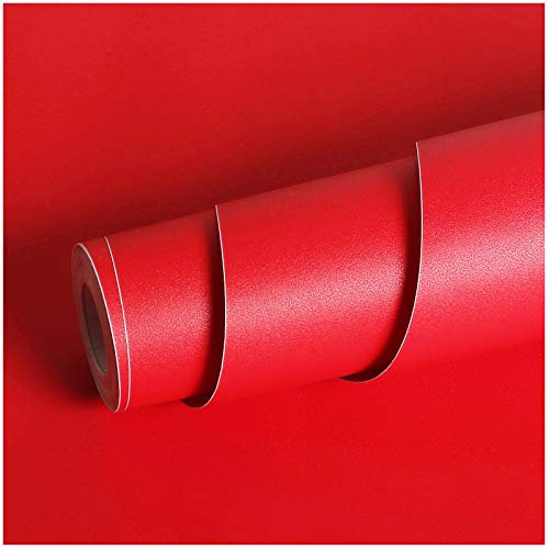 Livelynine Vinilo Rojo Mate Papel Pintado Autoadhesivo Rojo Papel Adhesivo Para Muebles Vinilo Adhesivo Manualidades Vinilos Decorativos Rojo Vinilos Muebles Cocina PVC Vinilos Rojos 40CMX200CM