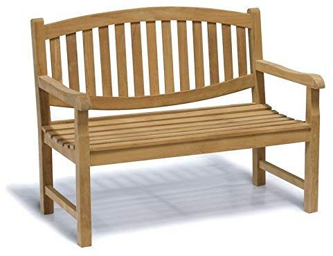 Teako Design Gartenbank Bergamo Teak Massivholz Breite 120 cm Bank Holzbank Terrassenbank