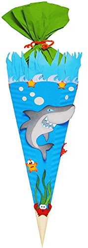 alles-meine.de GmbH stabile Spitze - aus Kunststoff - verschiedenes Zubehör frei wählbar - passend für BASTELSET Schultüte - Hai Fisch & Unterwasser Welt - 85 cm - mit/ohne..