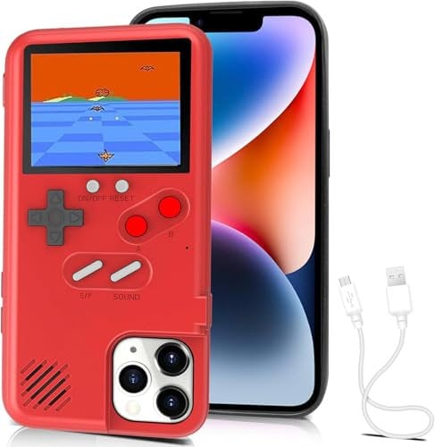 Gameboy Case for iPhone 6/6s/7/8, Chu9 Retro 3D Playable Gameboy Cover Case with 36 Classic Games, Handheld Color Screen Video Game Console Case for iPhone (Red, iPhone 6/6s/7/8)