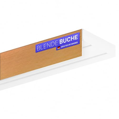Bestlivings Blende Gardinenschiene Nussbaum Optik 5m Kunststoffblende | Warmes Holzdekor, 5cm hoch, kürzbar, einfach aufschieben und fixieren, passend für alle Bestlivings Innenlaufschienen