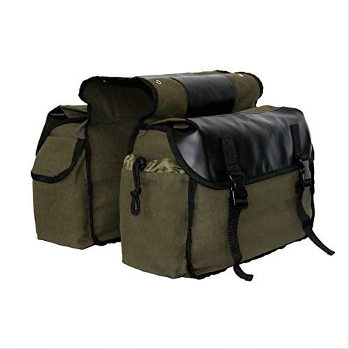 Grantien Fahrradtasche,Ssatteltasche,Doppeltasche Mit Festem Seil,Fepäckträgertasche im Freien,Retro,Leinwand Grün 30-40L
