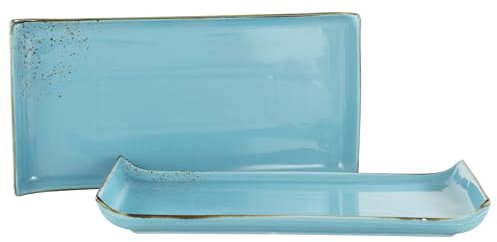 Creatable, 33022, Serie NATURE COLLECTION, Blue, 2-teiliges Geschirrset für 2 Personen, BBQ Platte aus Steinzeug, spülmaschinen- und mikrowellengeeignet, Qualitätsproduktion