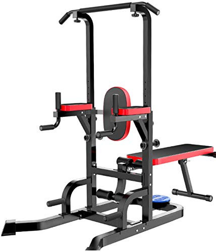 NENGGE Klimmzugstange Dip Station Power Tower mit Hantelbank & Twist Taillenfunktion Multifunktionale Kraftstation Kraftturm Trainingsgerät für Zuhause Profi, 400kg Tragfähigkeit