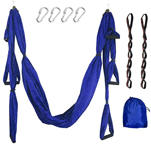 iphonepassteCK Aerial Yoga Swing Set Ultra Strong Antigravity Yoga Hammock Flying Tze Yoga Kit Aerial Yoga Hammock Sling Inversion Tool for Home Gym Fitness (Blue)