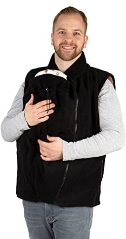 Viva la Mama - 2in1 Trageweste für Männer, Papa Trageweste aus Fleece, warm - FJONN - schwarz - S