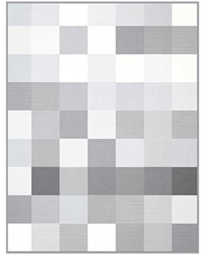 biederlack Grey-Woven Wohndecke Samtbandeinfassung Baumwolle Karo 150x200 cm grau