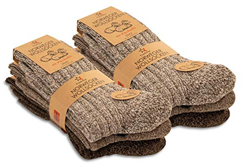 Herren Winter Wollsocken (6 Paar) Norweger Socken mit Frottee