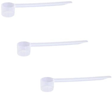 Plastic Measuring Scoop, (7.5 cc | .5 Tablespoon | 1.5 Teaspoon | 7.5 mL) Long Handle Spoons for Powders and Granules, Coffee, Pet Food, Grains, Protein, Spices and Other Dry Goods, (Pack of 3)