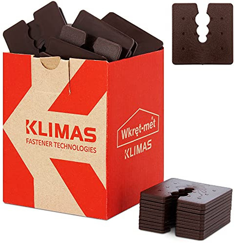 KLIMAS® Abstandshalter Kunststoff 2mm 50 Stück Distanzscheiben Set Braun | Sockelprofile Sockelschienen Ausgleichstück Distanzstück für Universal-Dübel mit 3 Durchmesser Ø 6/8/10 mm PE Abstandhalter