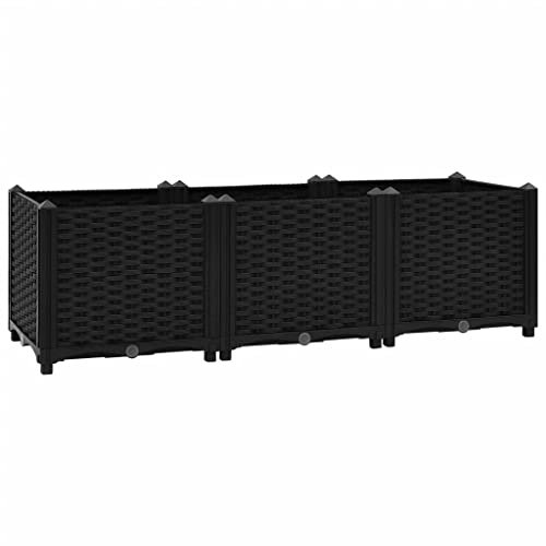 vidaXL Hochbeet Pflanzkasten Blumenkasten Gemüsebeet Pflanzbeet Blumenbeet Frühbeet Gartenbeet Pflanzkübel Blumenkübel 120x40x38cm Polypropylen Schwarz