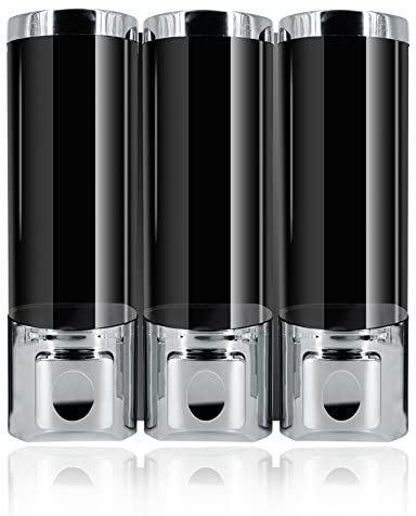 ILIKEPOW Seifenspender Wandbefestigung, 3 x 250ml Kunststoff Shampoo Duschgel Conditioner Spender für Küche, Dusche, Bad, Hotel (250ml, Chrome)