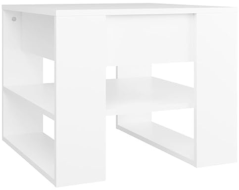 vidaXL Couchtisch Beistelltisch Wohnzimmertisch Kaffeetisch Sofatisch Teetisch Tisch mit Ablage Wohnzimmer Weiß 55,5x55x45cm Holzwerkstoff