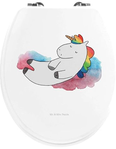 Mr. & Mrs. Panda Motiv WC Sitz Einhorn Wolke 7 - Geschenk, Glaube, Lächeln, Einhörner, WC-Sitz, Toilettendeckel, Toilette, Unicorn, Einhorn Deko,
