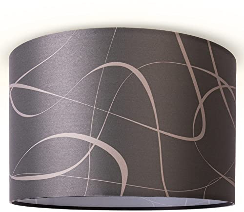 Paco Home Deckenlampe Wohnzimmer Pendelleuchte Esstisch Schlafzimmerlampe Lampenschirm Stoff Modern Abstrakt E27 Lampe, Farbe:Design 2 (Ø45,5 cm), Leuchtenart/Farbe:Deckenleuchte - Schwarz
