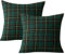 Kissenhülle Weihnachten 2 er Set, Qelus Kissenbezug 45x45cm Baumwolle Polyester, Kariert Plaid Weihnachtskissenbezug Dekorative Kissenbezüge, für Wohnzimmer Sofa Schlafzimmer (Grün und Gelb)