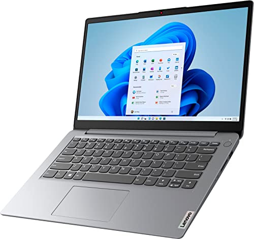 Lenovo Portátil Ideapad 1i de 14,0 HD, procesador Intel Celeron N4020 de Doble núcleo, 4 GB de RAM, Tarjeta eMMC de 64 GB+64 GB, 1 año de Microsoft 365, Windows 11, Gris Nube, Accesorios TGC