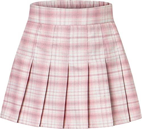 Cromoncent - Gonna a pieghe da donna, uniforme scolastica, minigonne, 2 anni - 4XL, Rosa, bianco (Pink White Plaid), 13-14 Años