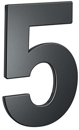 BASI | Hausnummern aus Stahl in Anthrazit | Zahlen 0-9 | Buchstaben a - c | inkl. Befestigungsmaterial | Ziffer 5