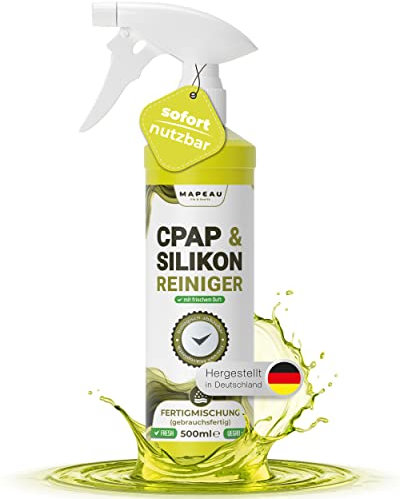 Reinigungsspray für CPAP-Masken 500ml CPAP & Silikon Reiniger für Schlauch, Silikon, Kunststoff, Mapeau Silikonreiniger Sprüher Fertigmischung (500ml Sprüher)