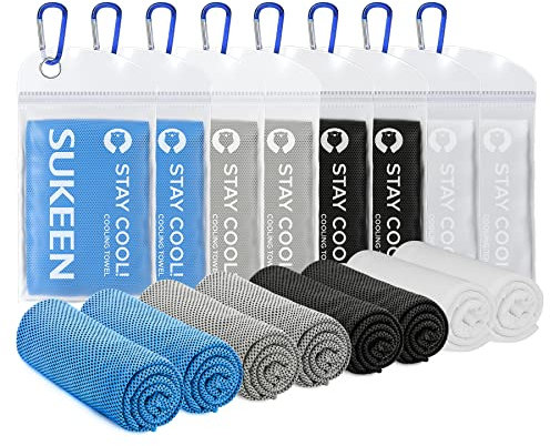 Sukeen Kühlhandtuch Kühltuch 8 Stück(101.6x30.5 cm),Kühlendes Handtuch Fitness Handtuch Cooling Towel Gym Handtuch Golf Handtuch Yoga Handtuch KüHlendes Sporthandtuch handtücher für Hals und Gesicht