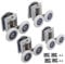 Cokritsm Shower Door Rollers for Curved Glass 26mm - 2 Top and 2 Bottom Wheels in Aluminium Alloy - Fixing Pulleys for 4-8mm Doors 4PCS