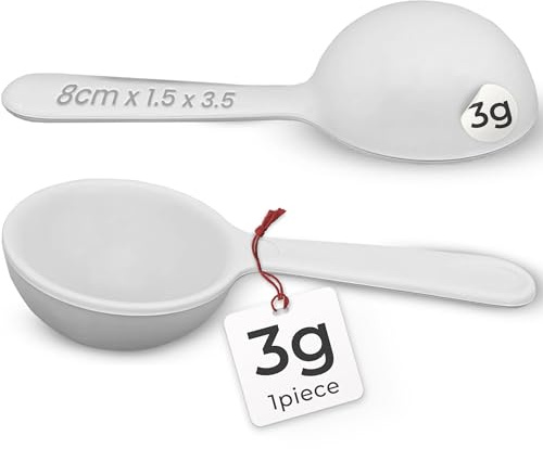 NPOW Measuring Spoons 3ml 1-Piece – Reusable Plastic Scoop for Powder, Flour, Spices, Protein, Baking, Coffee and Supplement Use, Multipurpose Mini Plastic Spoons Tool for Kitchen Travel