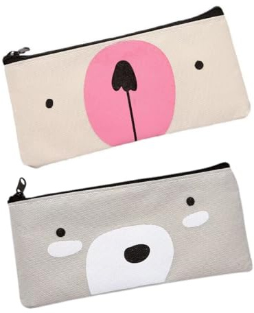 EIHI 2 Stück Schlamppermäppchen, Stiftemäppchen, Niedliches Federmäppchen Aus Segeltuch, Cartoon Stiftmäppchen, Kawaii Stiftehalter, Federmäppchen, Reißverschluss,Mäppchen Klein, Make Up Tasch