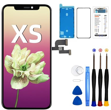 DTD Display für iPhone XS LCD Bildschirm Schwarz Reparaturset (5,8 Zoll), Digitizer Glas Touchscreen Ersatz mit Reparatursatz, Kompatibel mit Modell A1920, A2097, A2098, A2099, A2100