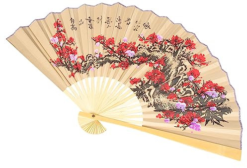 TOPPERFUN Chinese Fan Wall Art Vintage Bamboo Wall Hanging Home Decor for Party and Celebration