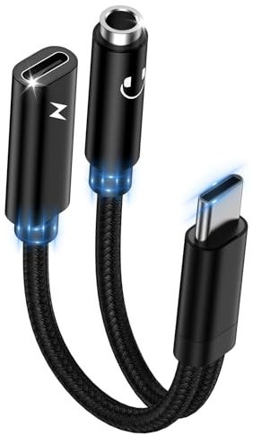 USB C auf 3,5mm Klinke Kopfhörer Adapter und Laden,2-in-1 Type C auf 3.5mm Klinke Adapter,USB C zu Schnellladung Aux Audio für Samsung S25 S24 A54 A53 A34 A23 A33 A14 S23 S22 S21 S20,Google Pixel 8