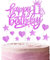 Happy 11th Birthday Cake Toppers, Hot Pink Cake Cupcake Toppers for Cake, Glitter Heart Stars Cake Toppers, Birthday Gift, Personalised Cake Toppers for Women Girls 11th Birthday Cake Decorations