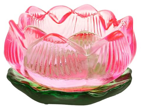 Alipis Bougeoir Fleur De Lotus En Verre Coloré, Support Bougie Chauffe-Plat, DéCoration De Table, Accessoire Polyvalent Pour Maison Et Offrande Bouddhiste