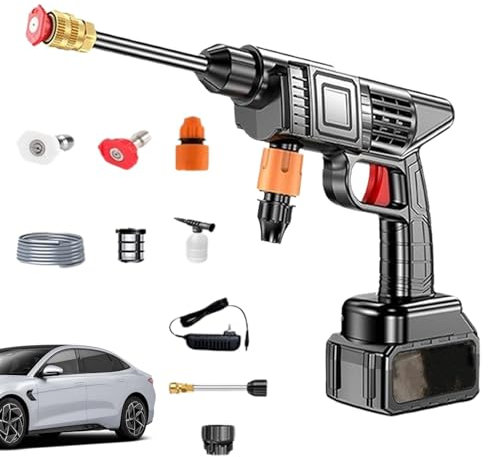 Fukamou Idropulitrice ad alta pressi senza fili,Idropulitrice batteria - Idropulitrice ad Alta Pressi con Caricatore e 2 Ugelli | Idropulitrice portatile da 50 Pa per auto, patio, pavimento,