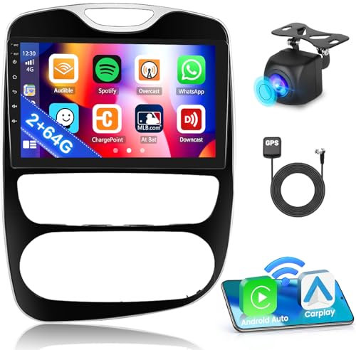 Inefala 2G+64G Android 15 Autoradio pour Renault Clio 4 2012-2018, Wireless CarPlay Android Auto, 10 Écran Tactile Radio 2 Din Bluetooth avec Navi GPS WiFi FM/RDS Caméra de Recul Mic