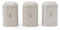 Salter Pebble Canister Set - 3 Piece Countertop Set, Tea Coffee Sugar Storage Tins, Brass Effect Lettering, Kitchen Worktop Containers for Dry Goods, Powder Coated Carbon Steel Caddies, Stone