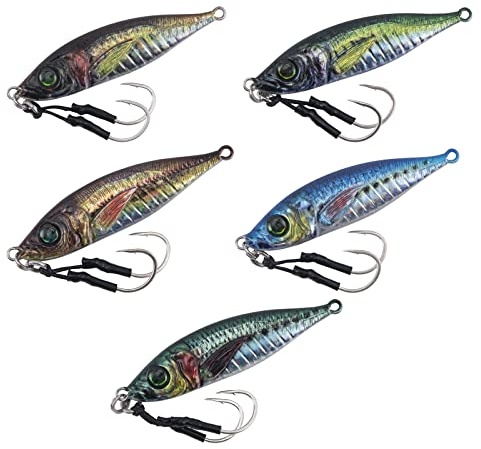 Goture Slow Flat Fall Fishing Jig - Saltwater Vertical Lure with Assist Hook, Jigging Spoon for Tuna, Salmon, Striped Bass, Grouper Snapper, Kingfish